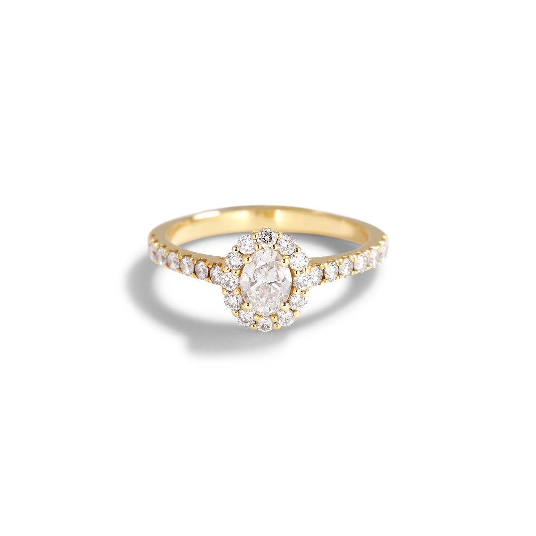 Flower haloring med 0,40 ct. oval