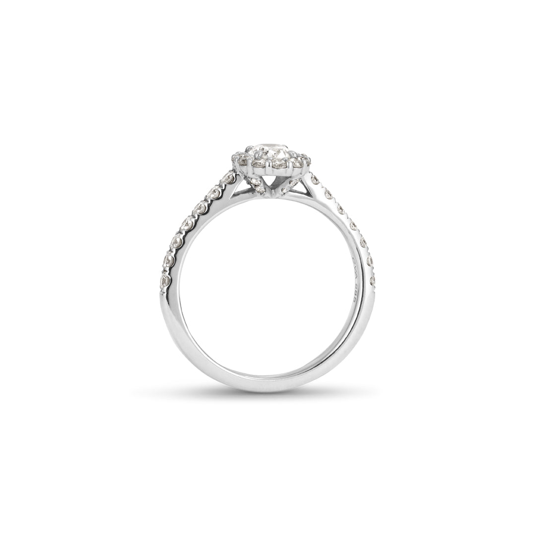 Flower haloring i hvidguld med 0,40 ct. oval