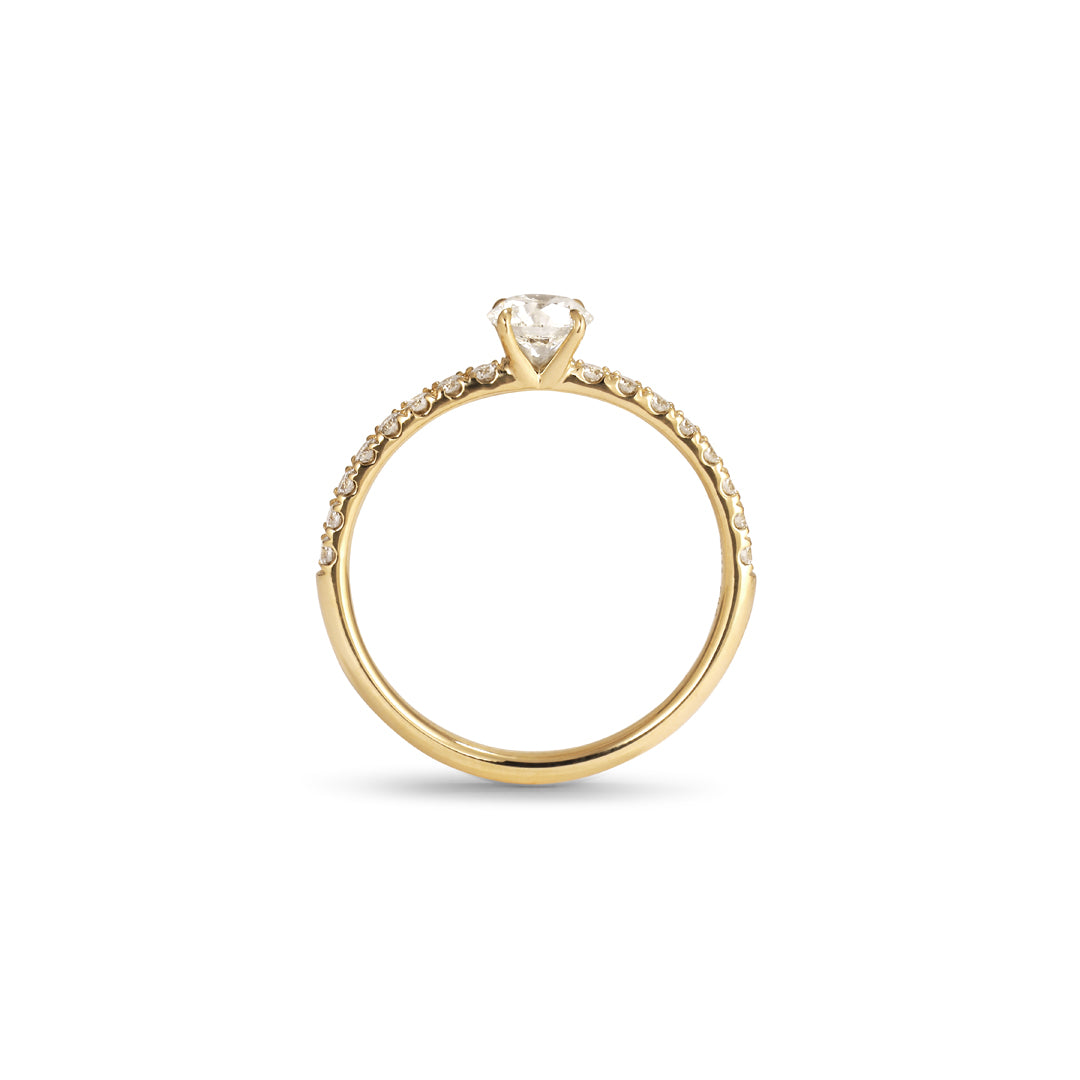 Solitairering med sidesten 0,40 ct.