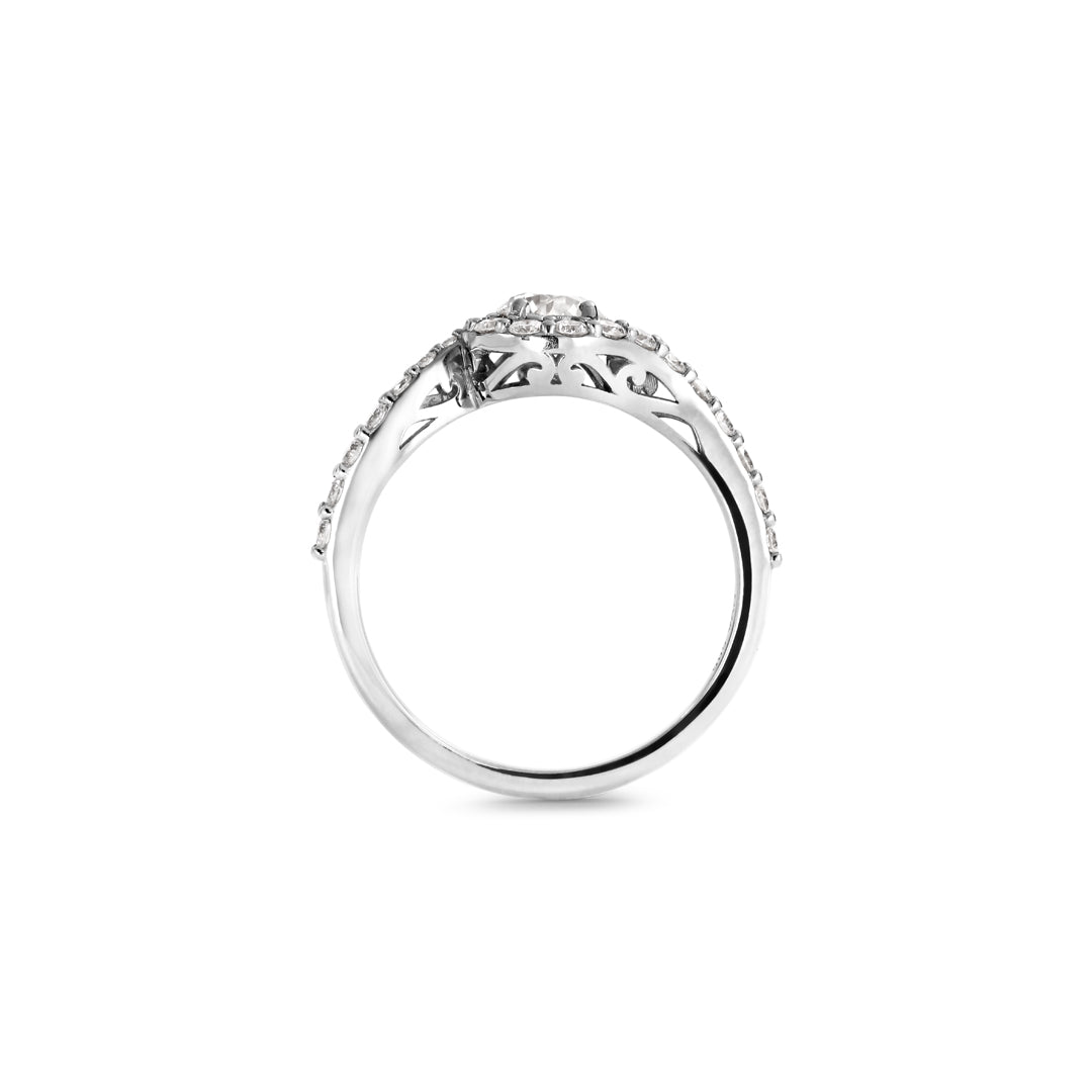 Curve haloring i hvidguld med 0,50 ct. champagne