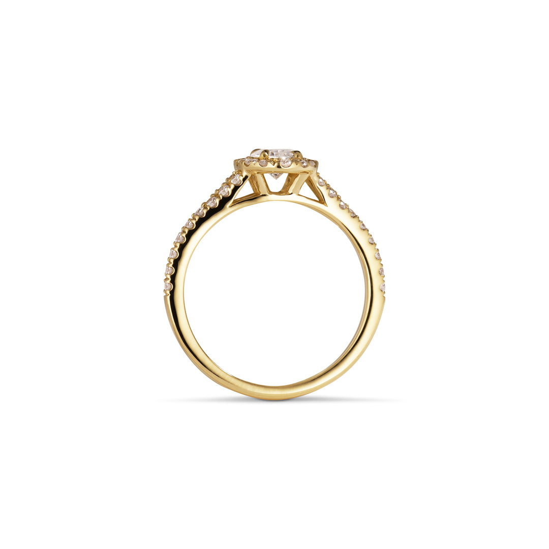 Haloring med 0,50 ct. oval - splittet ringskinne