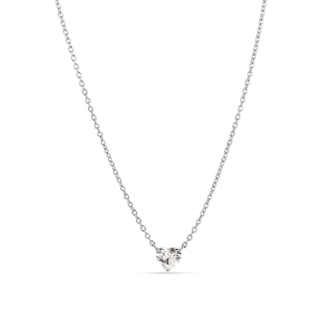 Solitaire hjerte diamant halskæde i hvidguld - 0,50 ct.