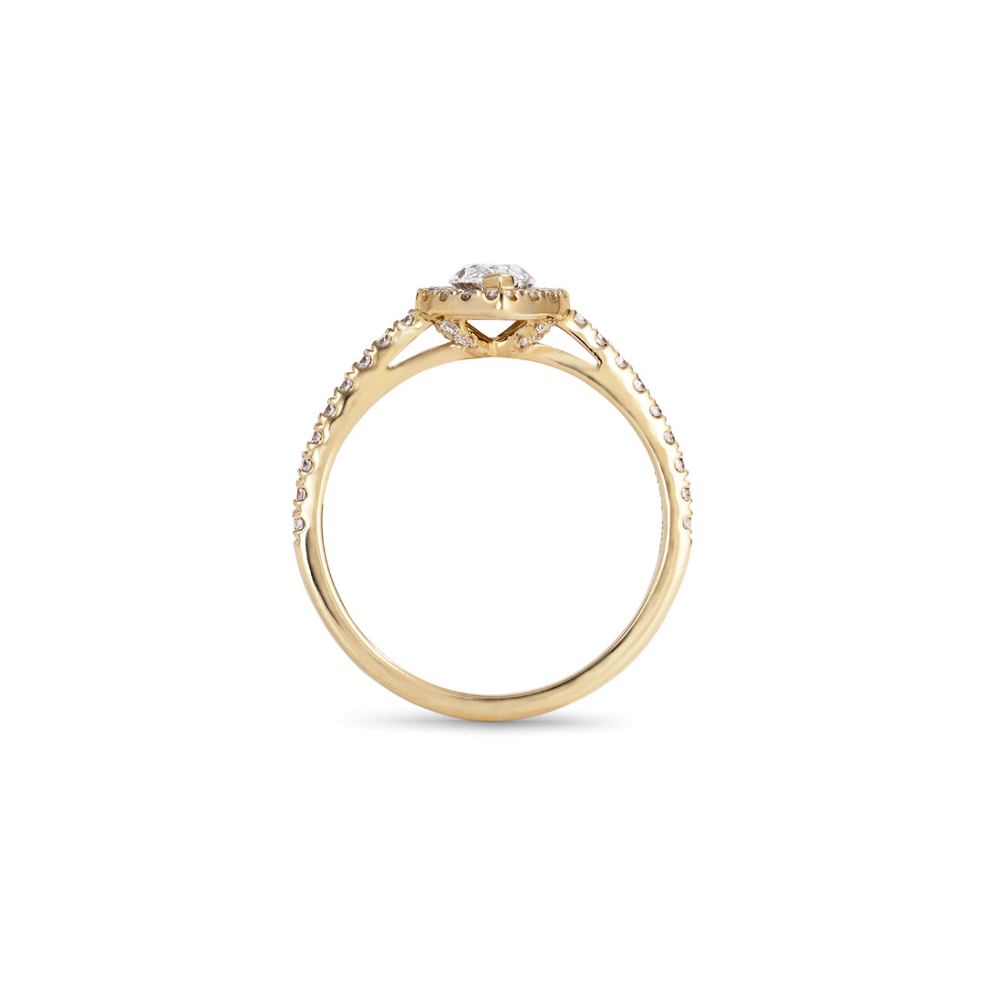 Haloring med 0,50 ct. marquissleben diamant