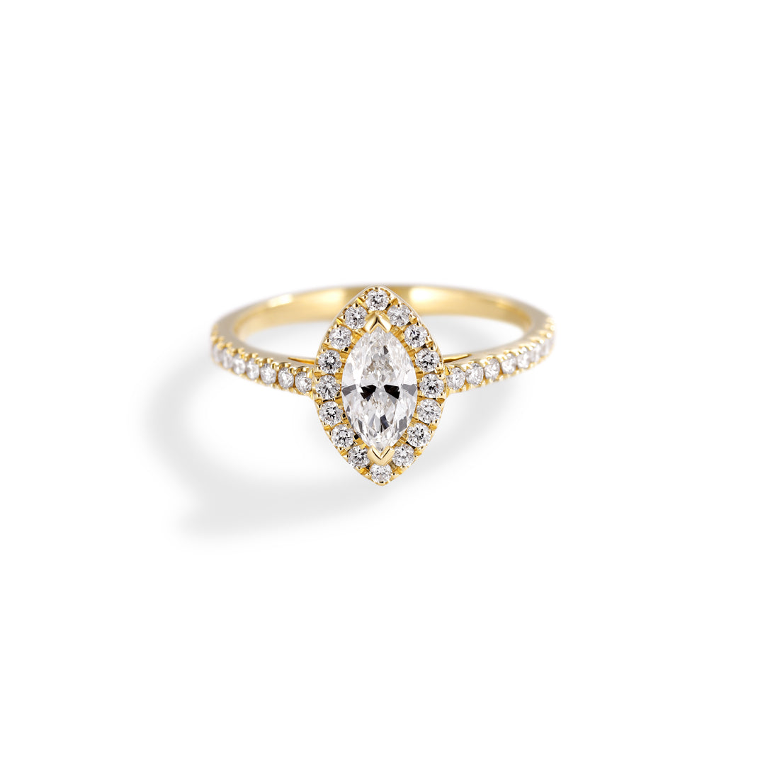Haloring med 0,50 ct. marquissleben diamant