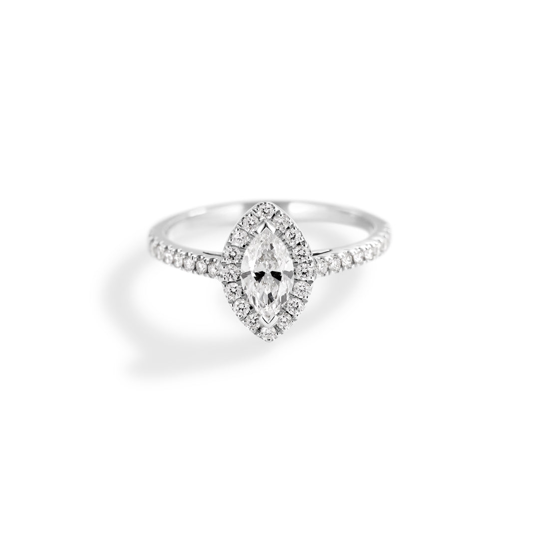 Haloring i hvidguld med 0,50 ct. marquissleben diamant