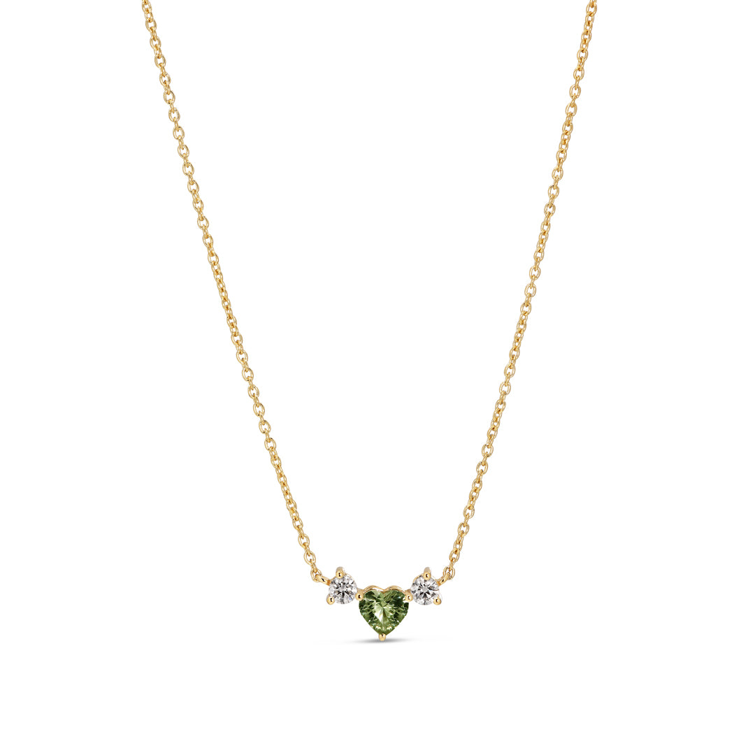 Halskæde med 0,55 ct. grøn safir & diamanter