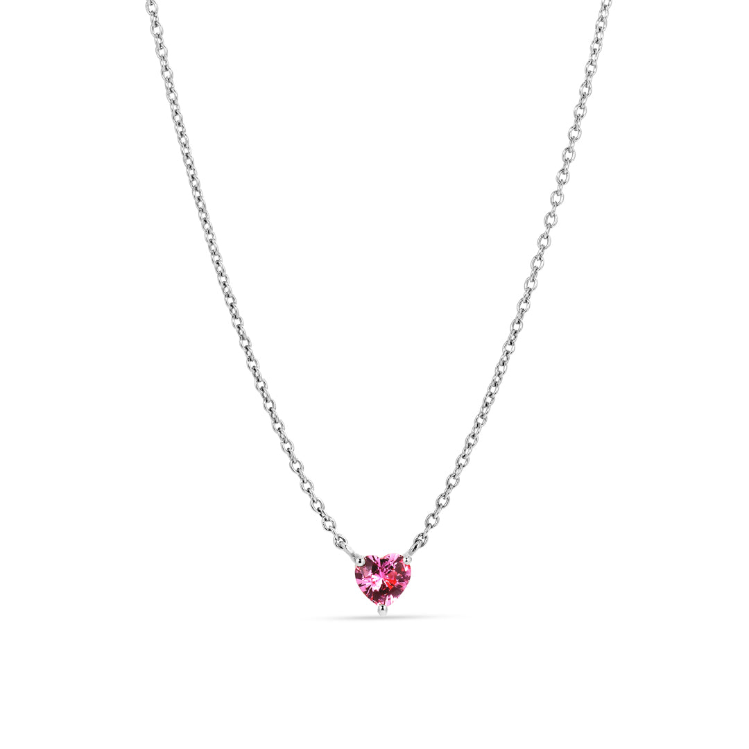 Solitaire halskæde i hvidguld med 0,54 ct. pink safir
