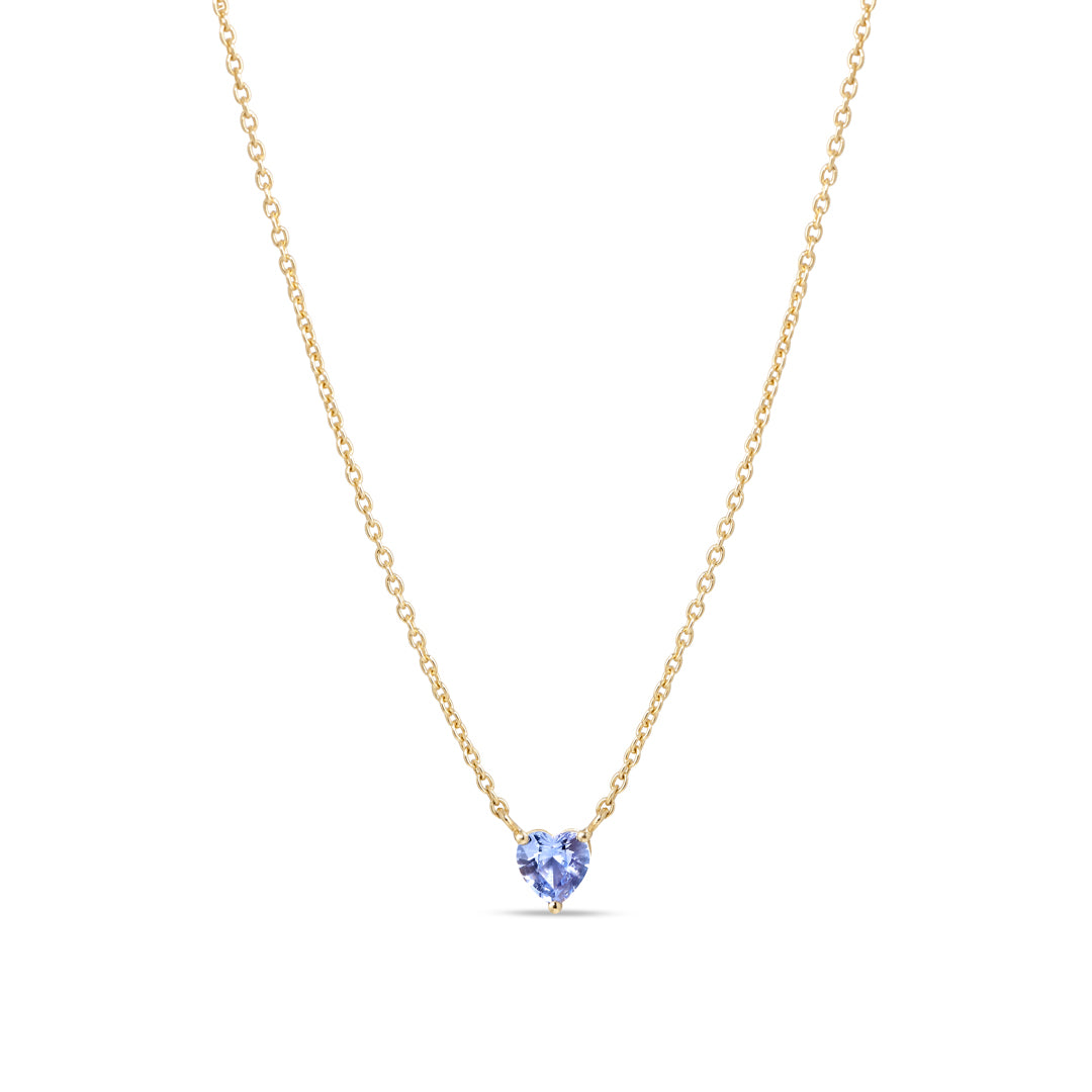 Solitaire hjerte halskæde med 0,61 ct. blå safir