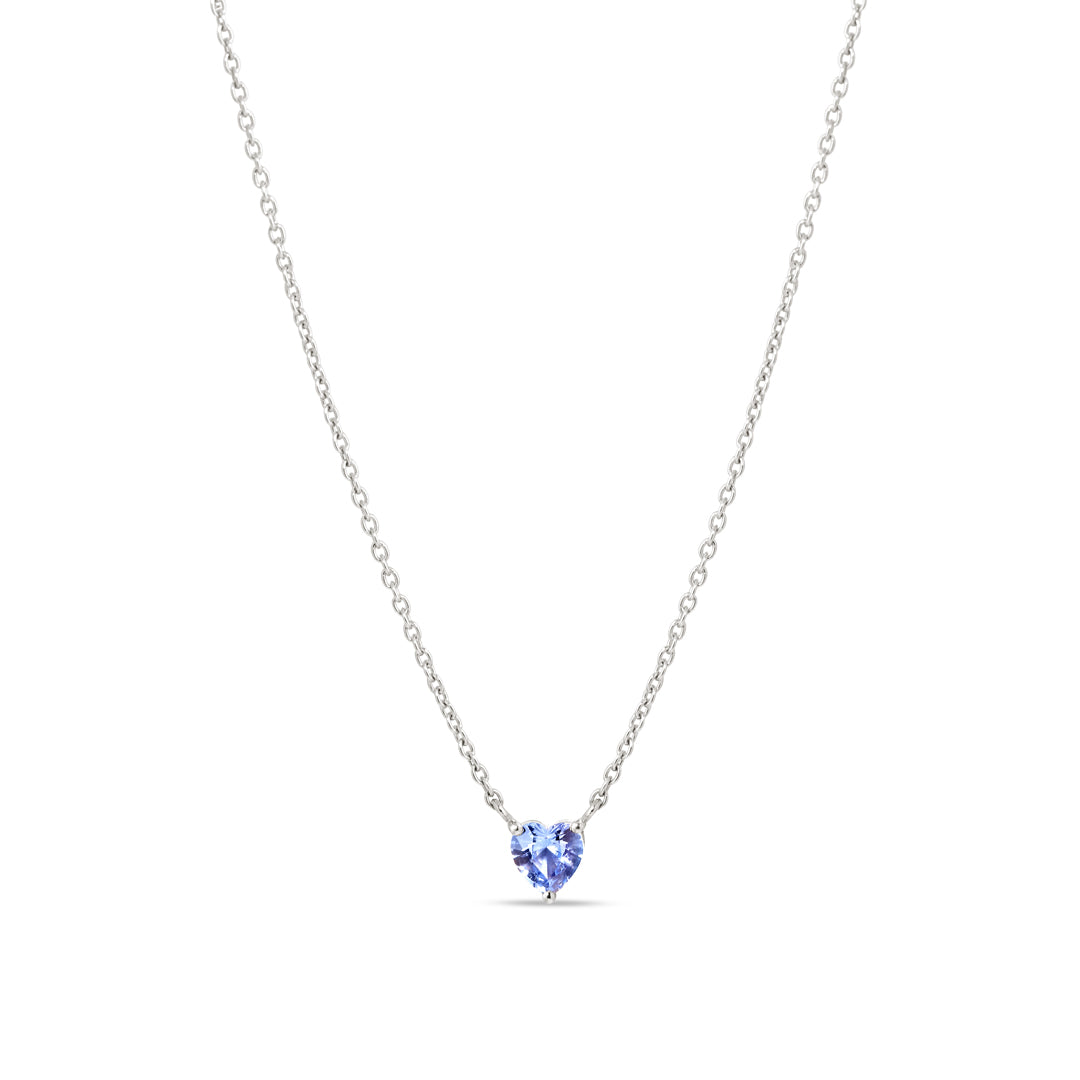 Solitaire hjerte halskæde med 0,61 ct. blå safir