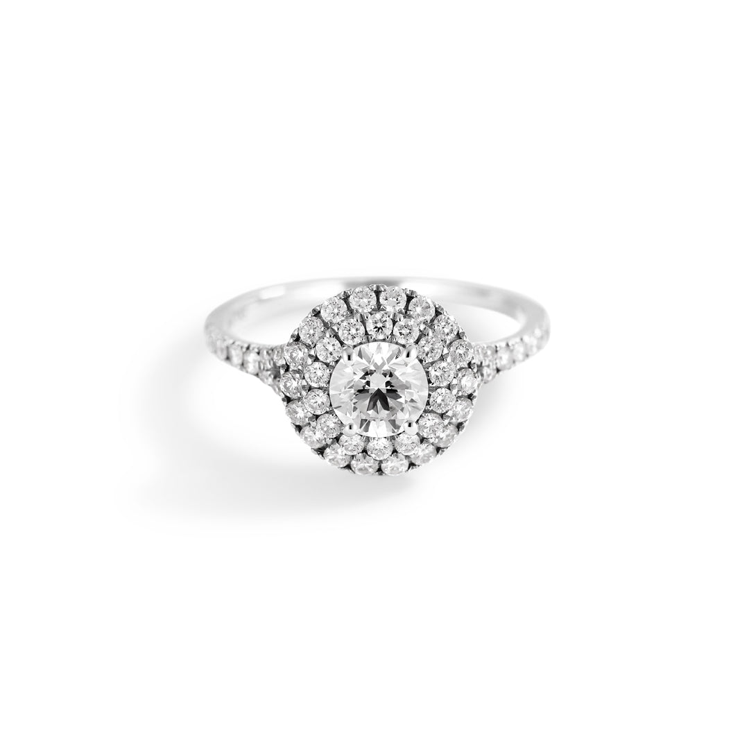 Double Haloring i hvidguld med 0,62 ct.