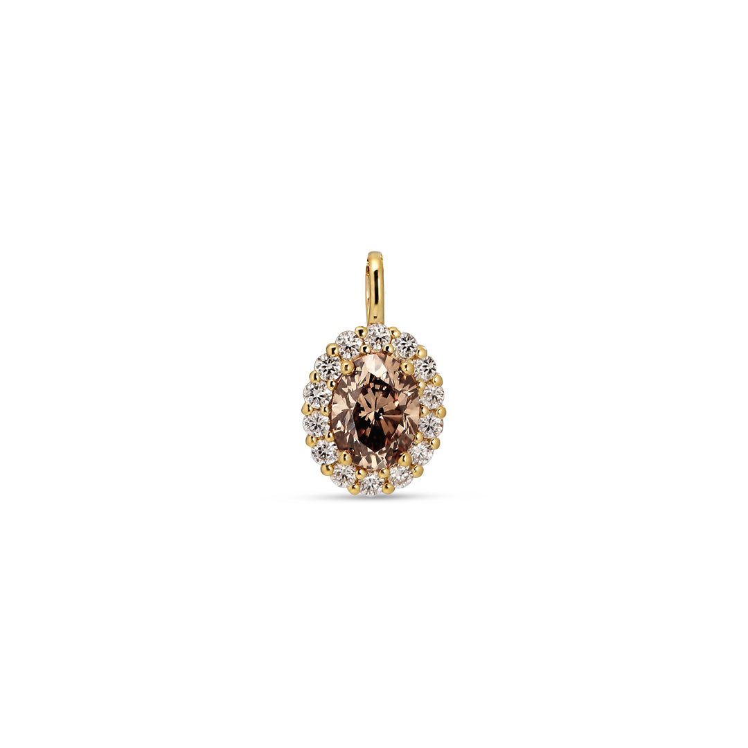 Flower halo vedhæng med 0,70 ct. oval champagne