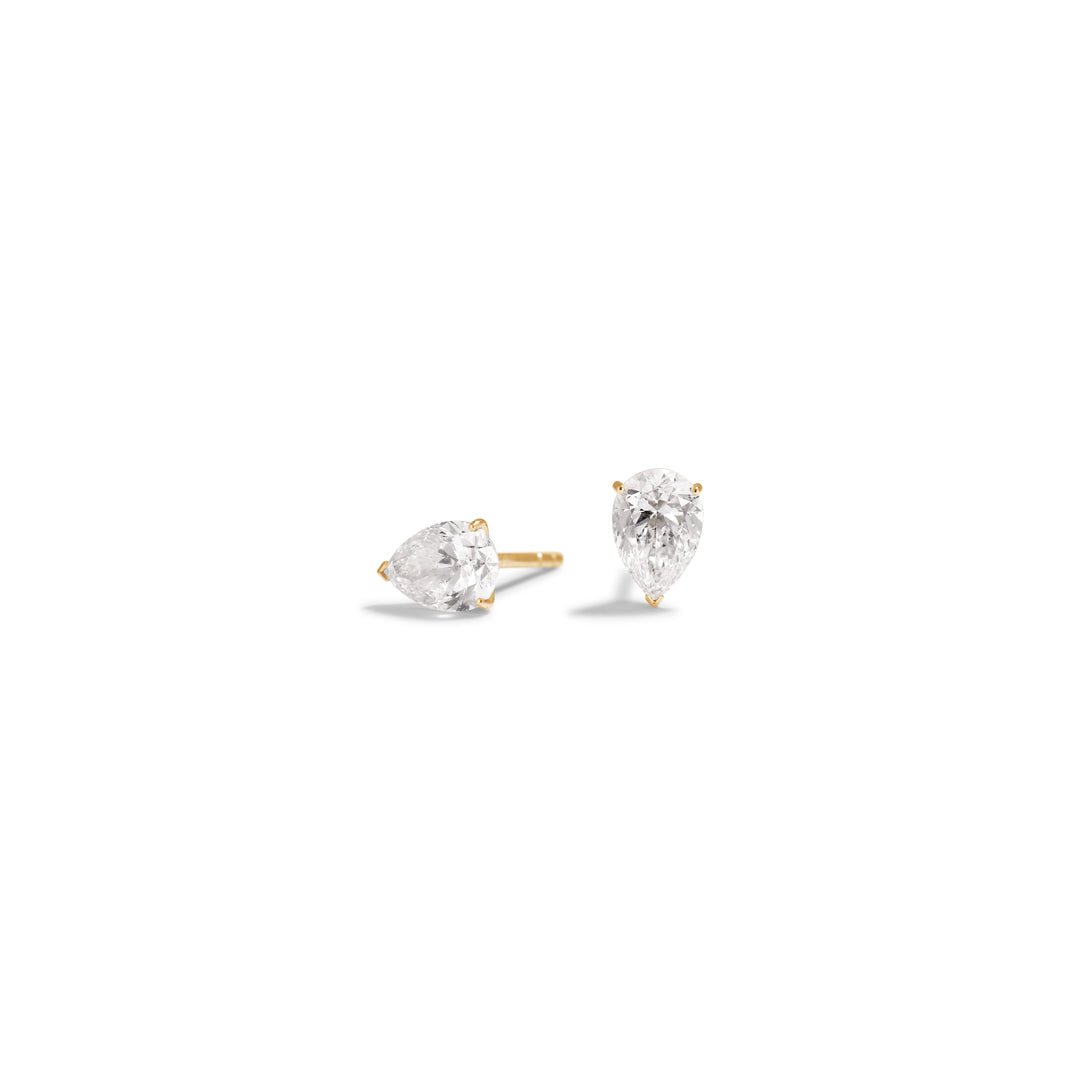Dråbe solitaire ørestikker med 2x 0,70 ct.