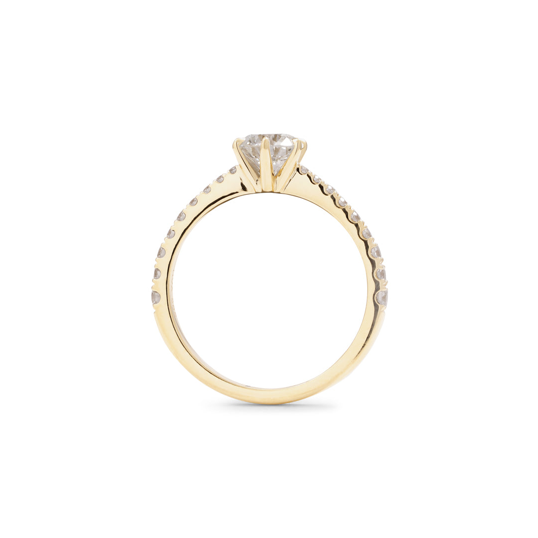 Solitairering med sidesten 0,70 ct.
