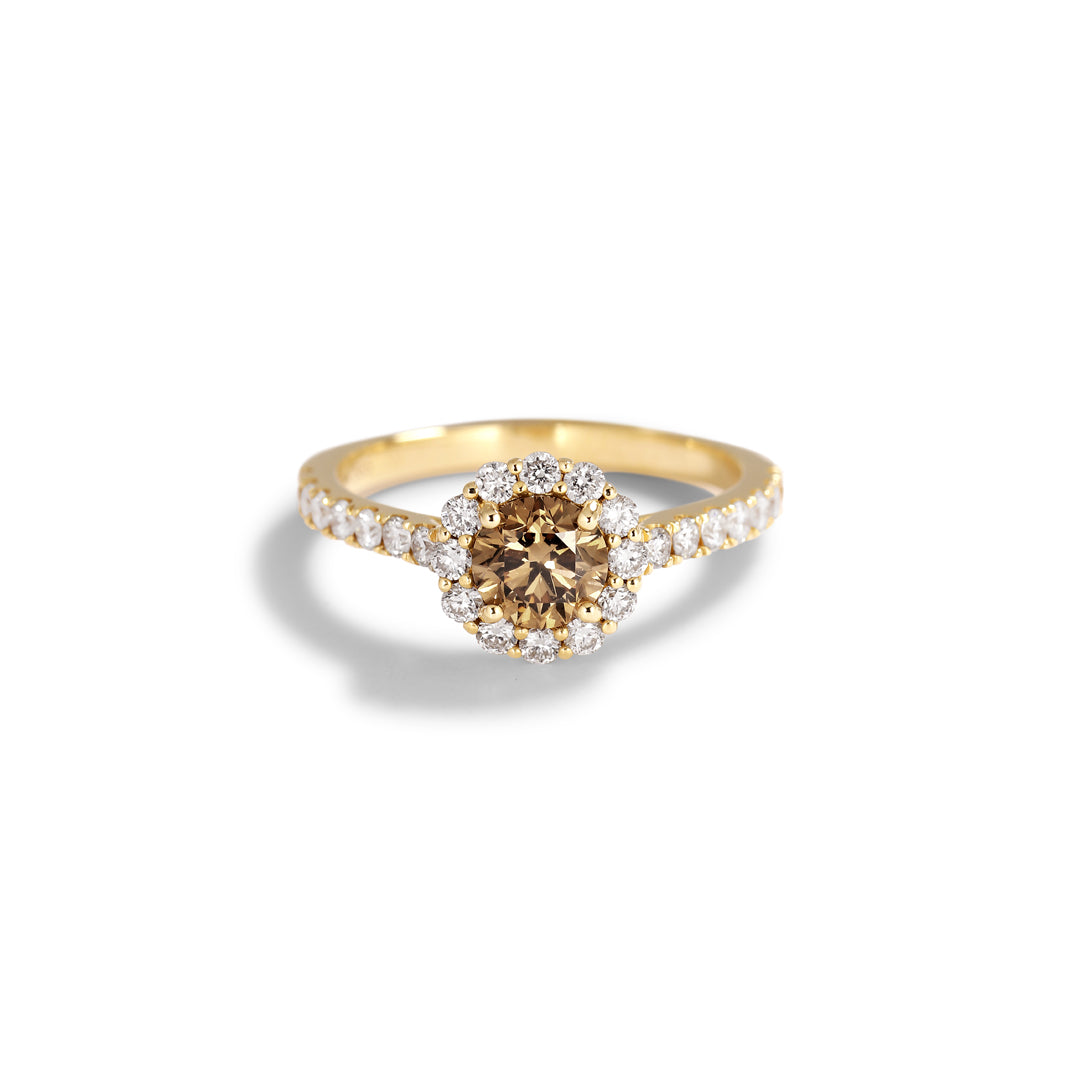 Flower haloring med 0,70 ct. champagne