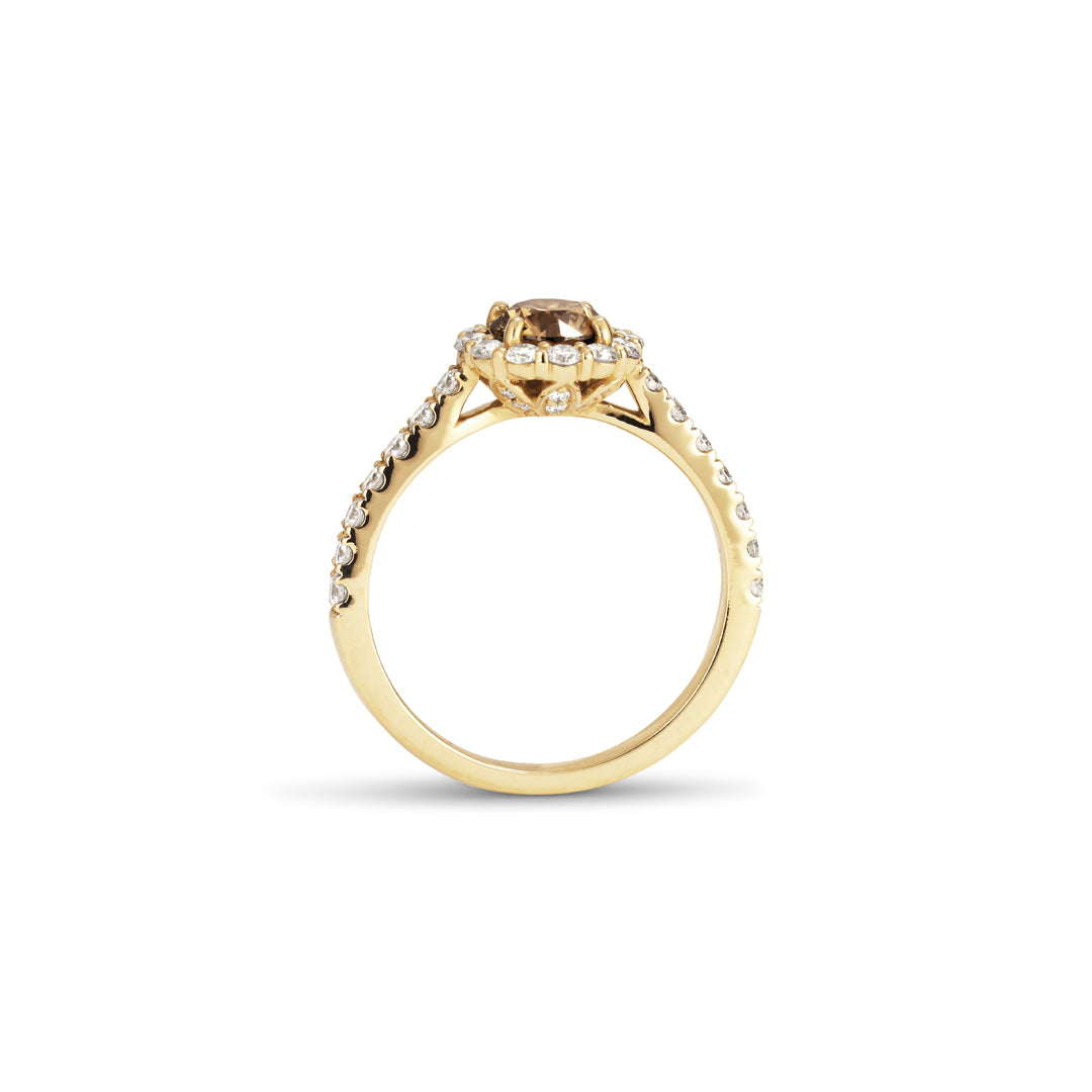 Flower haloring med 0,70 ct. champagne