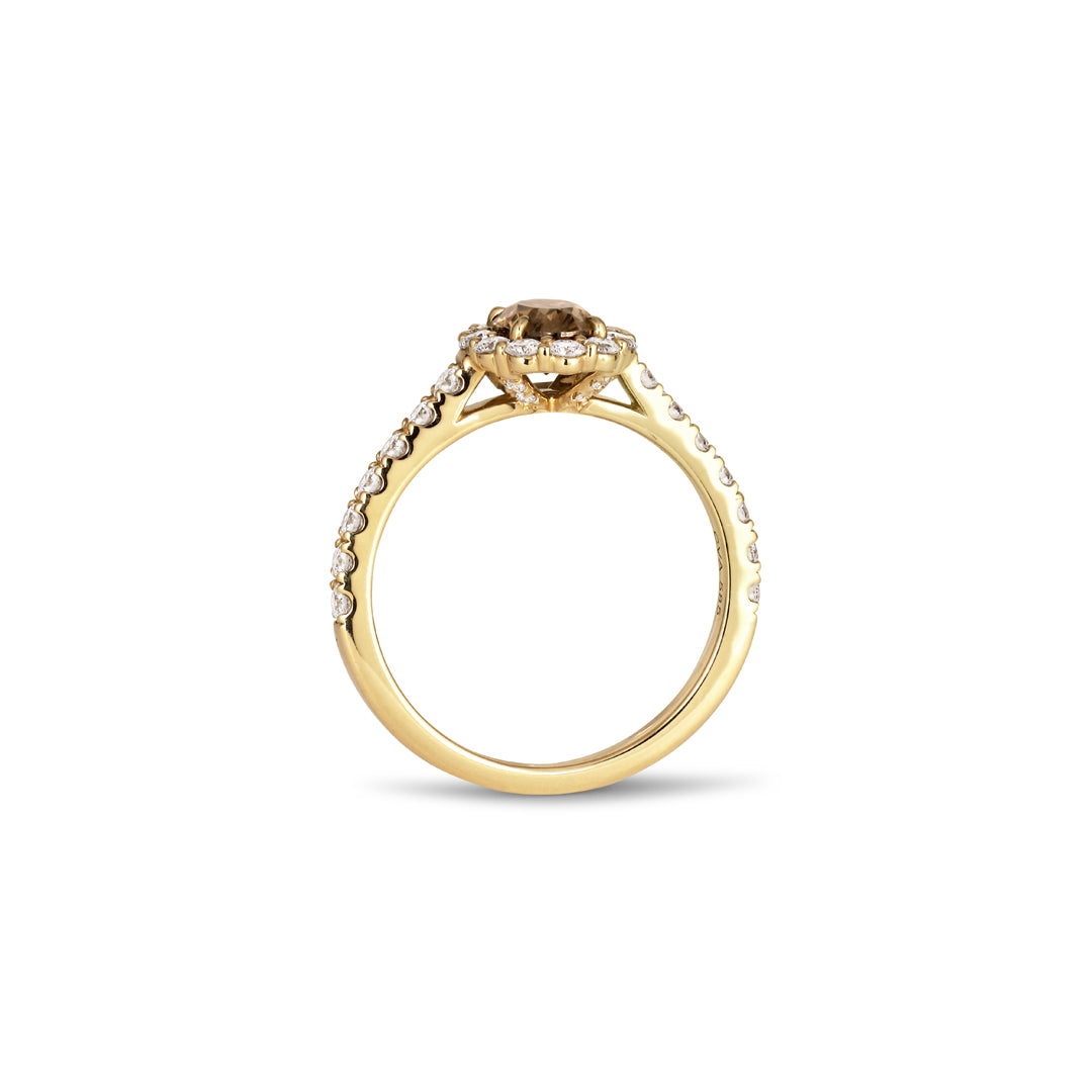 Flower haloring med 0,75 ct. oval champagne