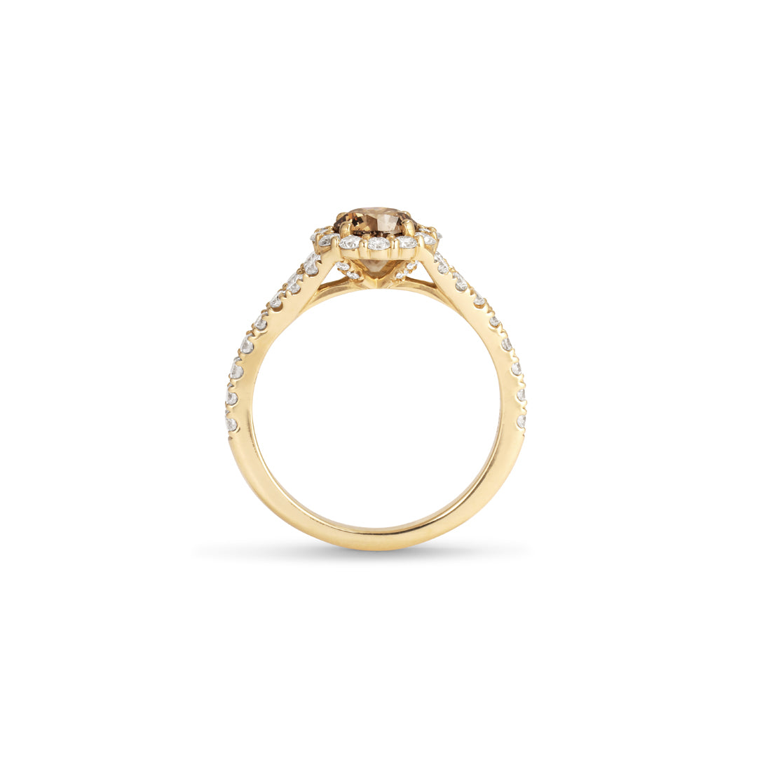 Flower haloring med 0,75 ct. champagne - splittet ringskinne