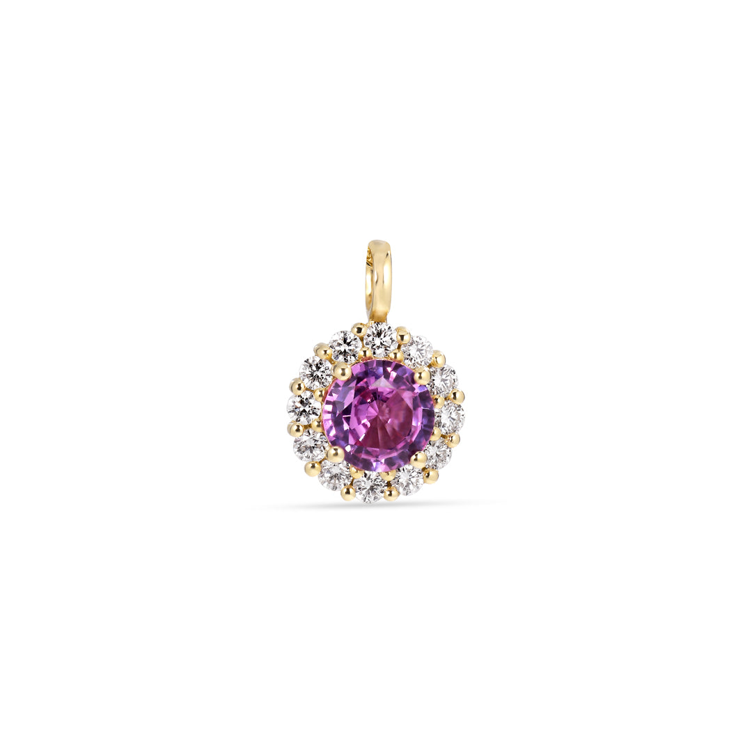 Flower halo vedhæng med 0,79 ct. safir