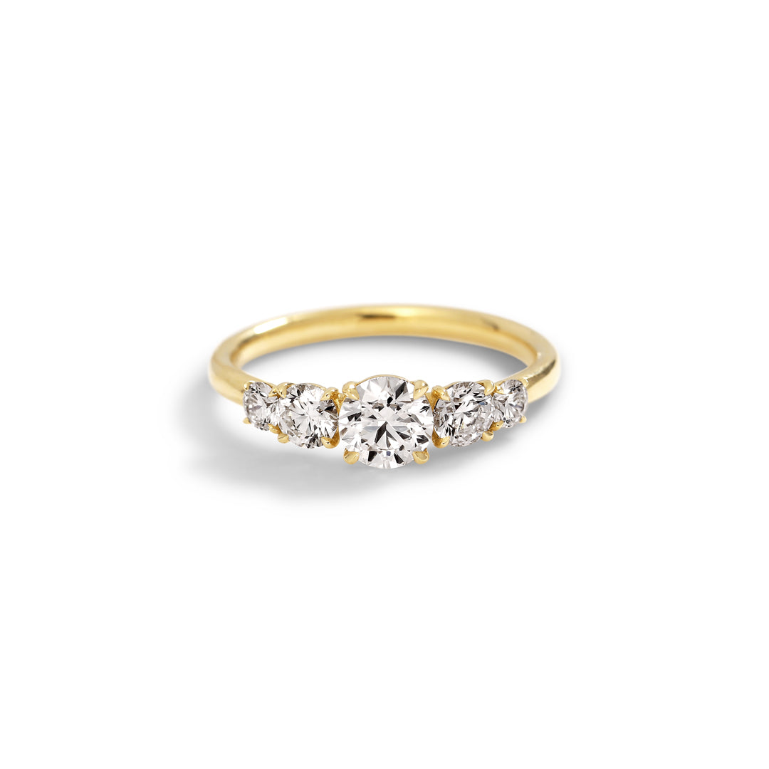 Graduerende 5-stens ring - i alt 1,06 ct.