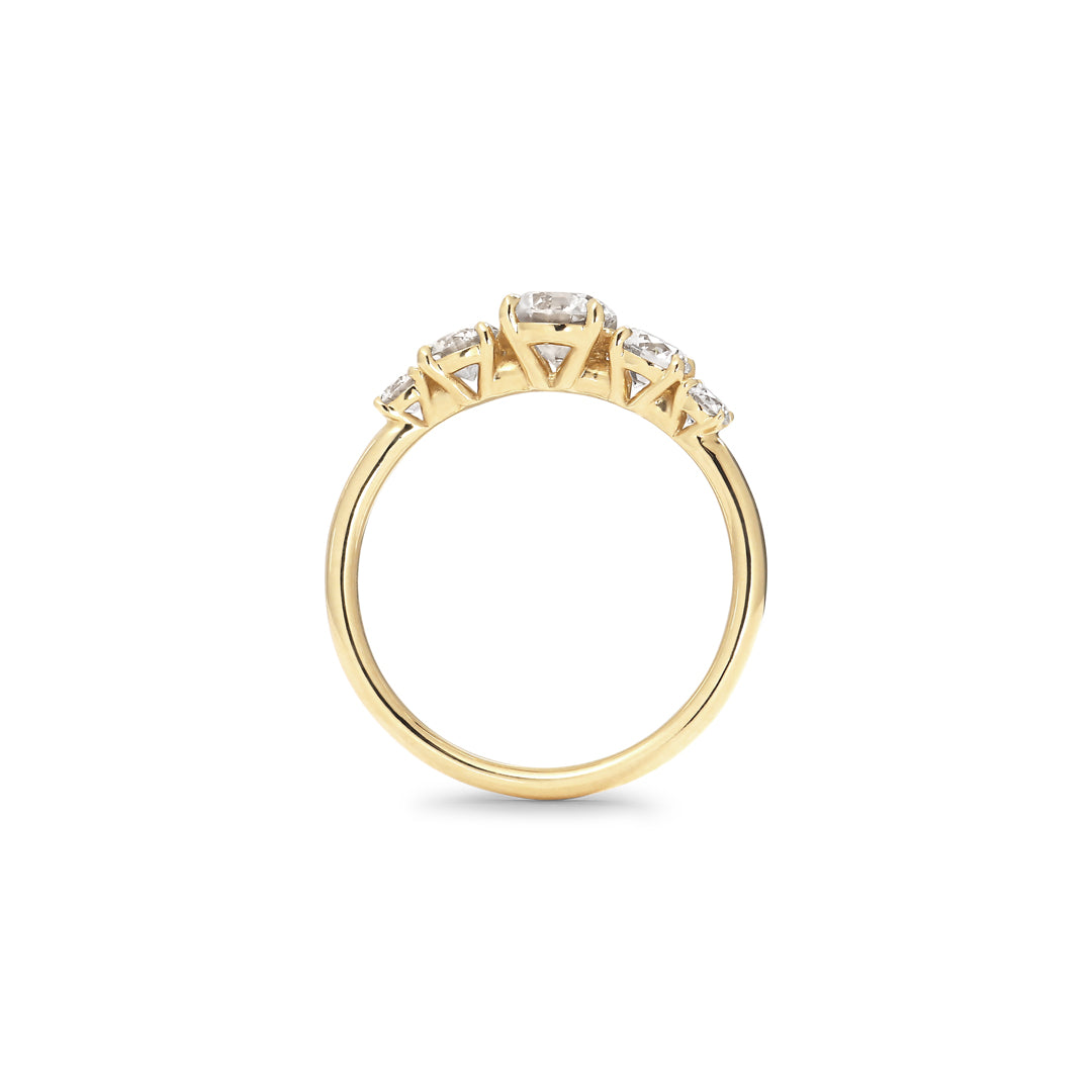 Graduerende 5-stens ring - i alt 1,06 ct.