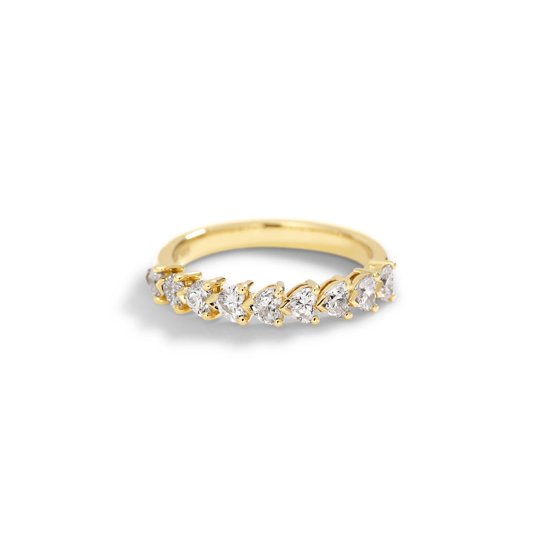 Alliancering med 9x 0,06 ct. hjerteslebne diamanter