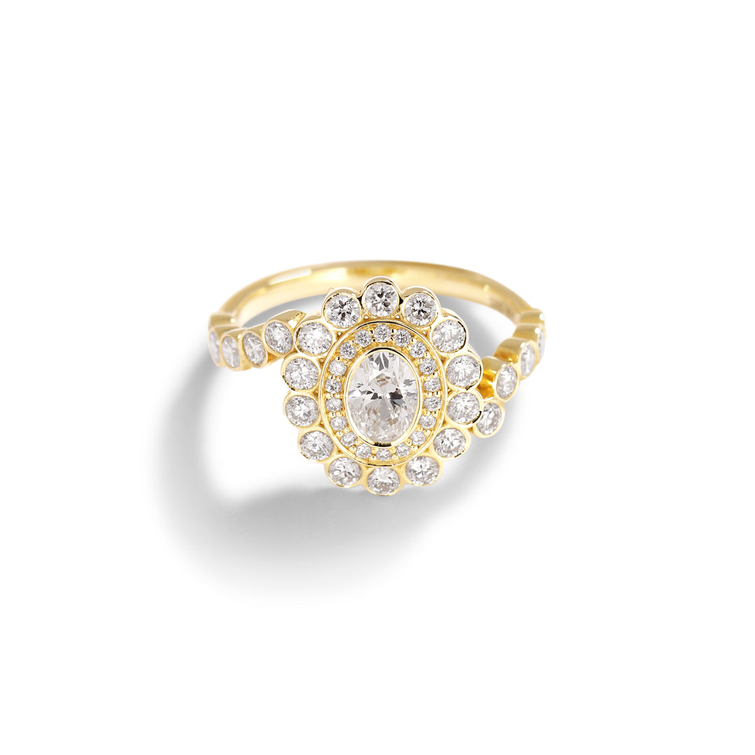 Bezel Double Oval Haloring med 0,40 ct.