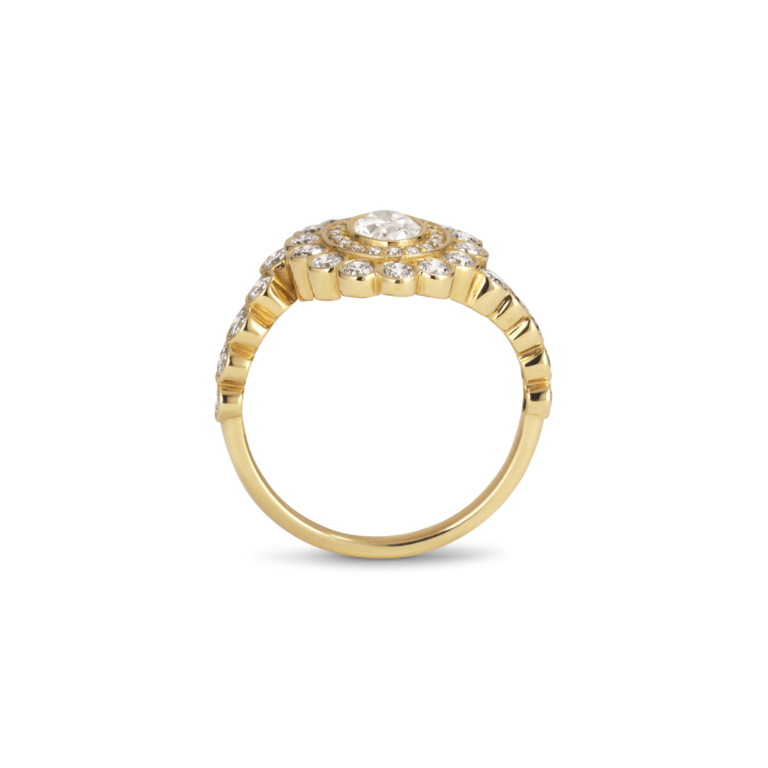 Bezel Double Oval Haloring med 0,40 ct.