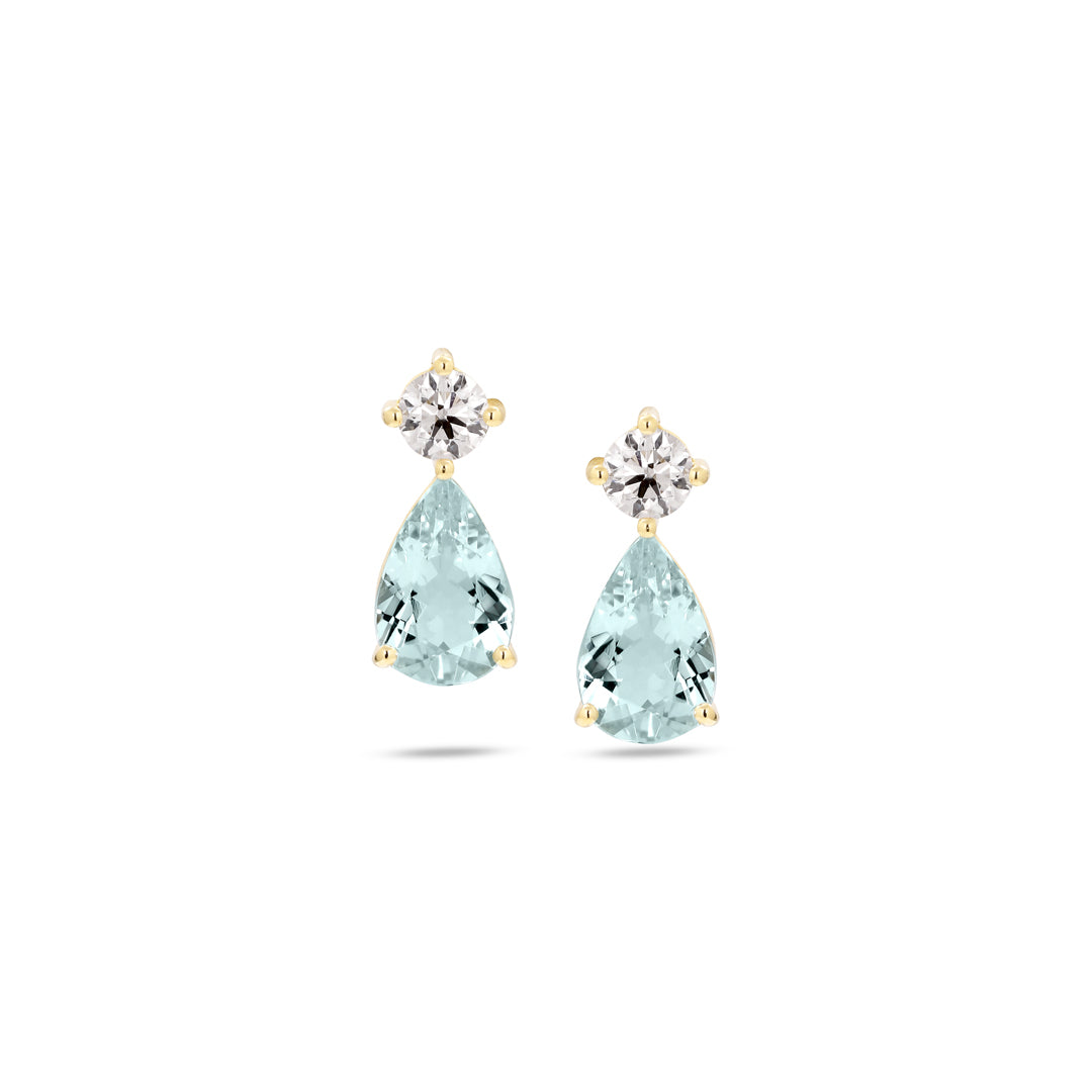 Solitaire drops i hvidguld med aquamarin
