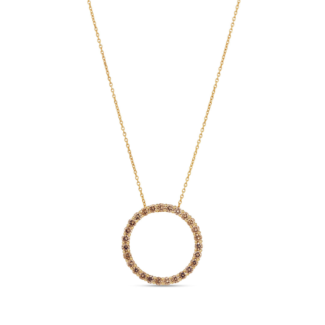 Cirkel halskæde på 27 mm med 0,08 ct. champagne