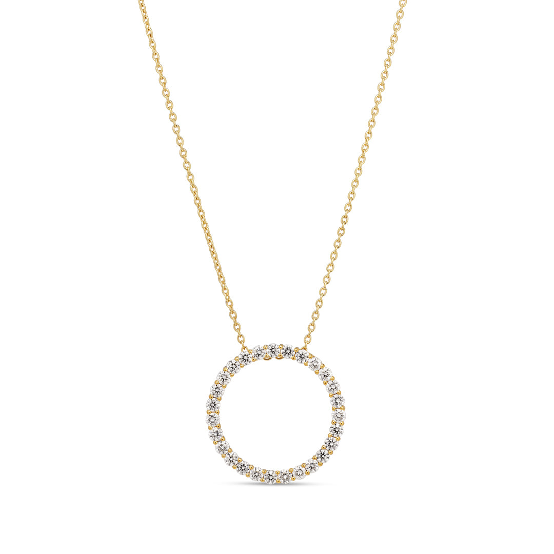 Cirkel halskæde på 27 mm med 0,08 ct.