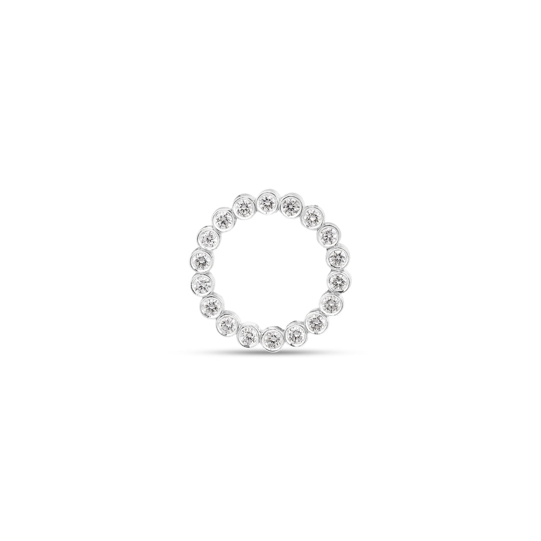 Bezel cirkel halskæde i hvidguld på 15 mm med 0,02 ct.