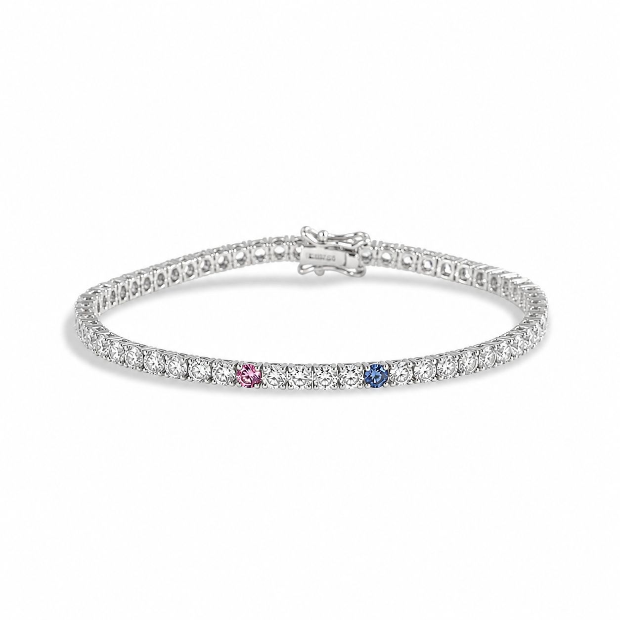 Tennisarmbånd i hvidguld med 0,10 ct. diamanter & safirer