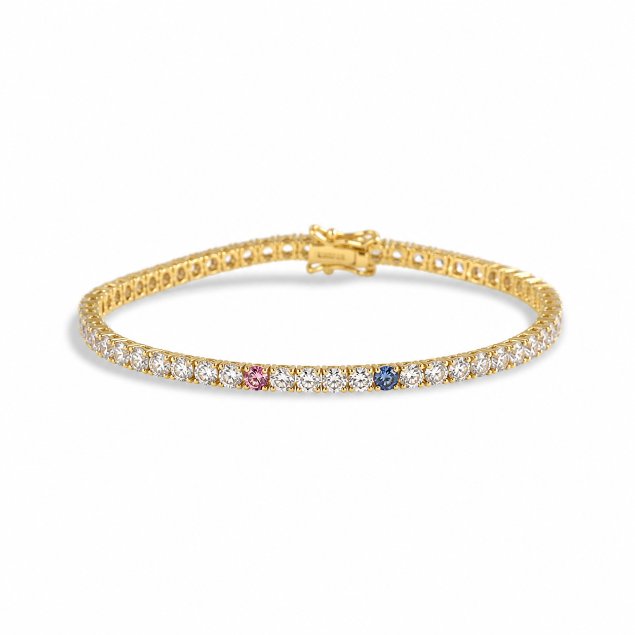 Tennisarmbånd med 0,10 ct. diamanter & safirer