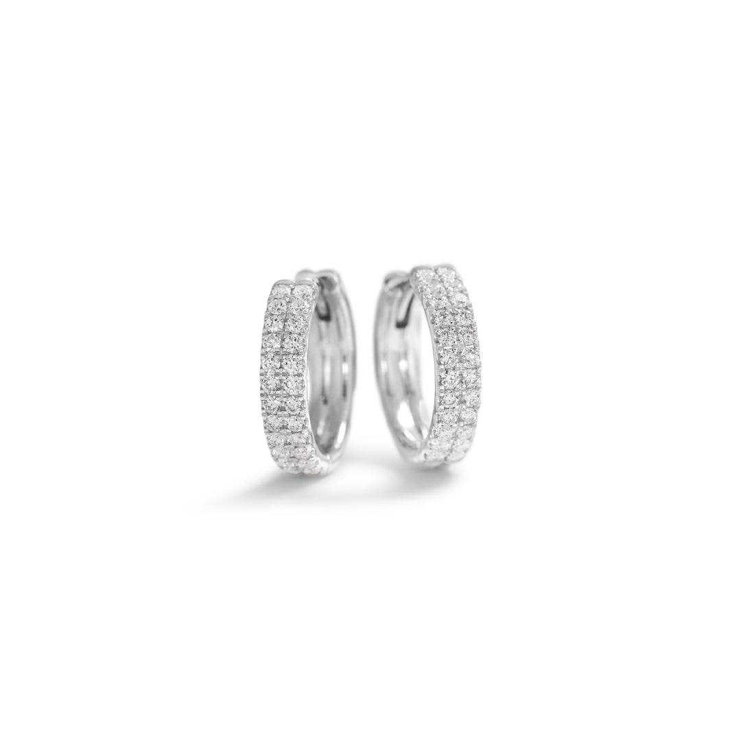 Double hoops 11 mm i hvidguld - 0,01 ct.
