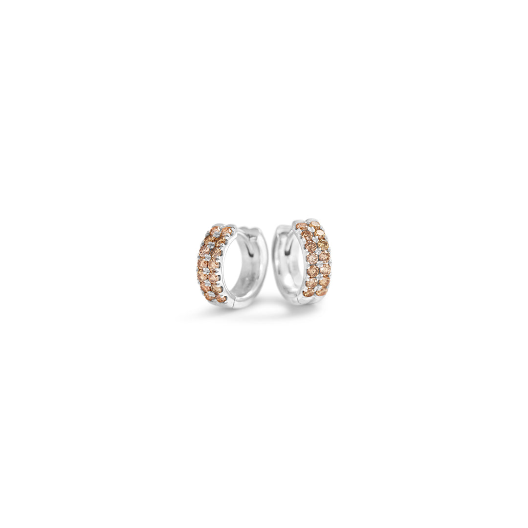 Double hoops 8 mm i hvidguld - 0,018 ct. - Champagne