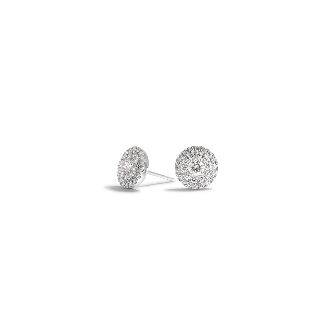 Double halo ørestikker i hvidguld med 2x 0,20 ct.