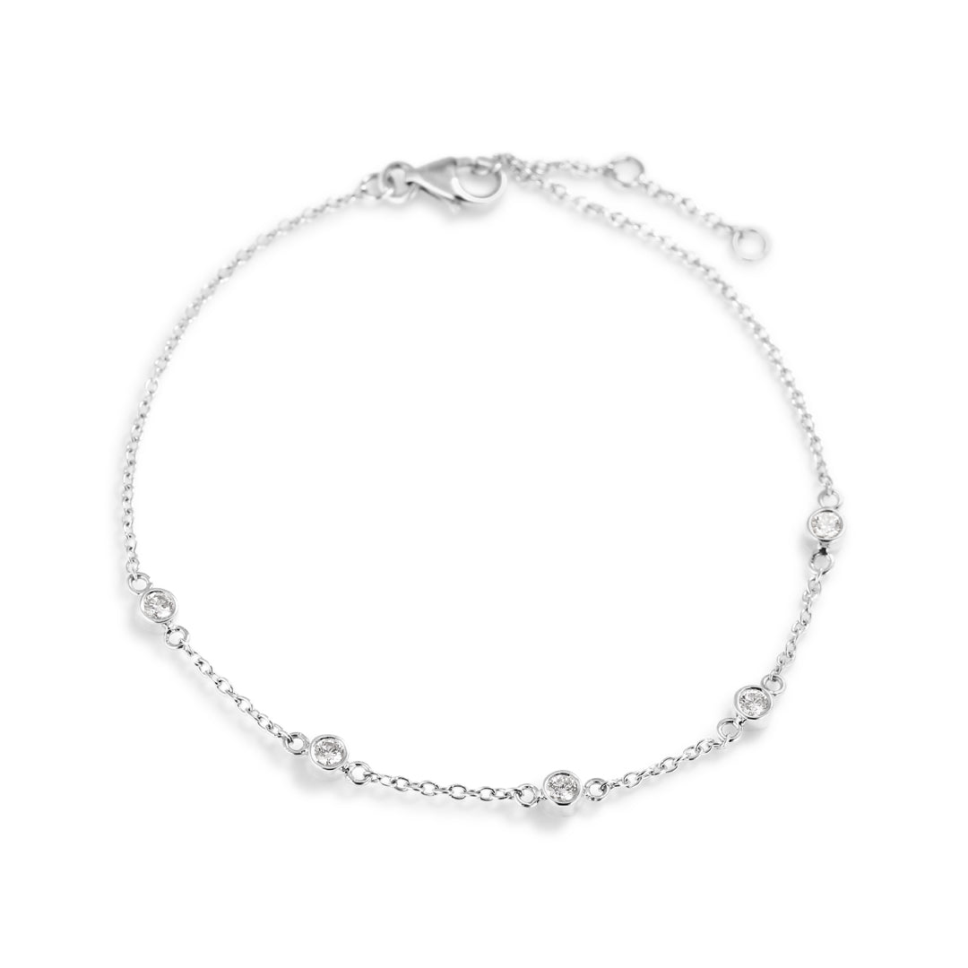 Five loose bezel armbånd i hvidguld