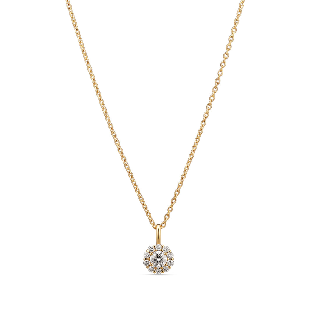 Flower halo halskæde med 0,22 ct.