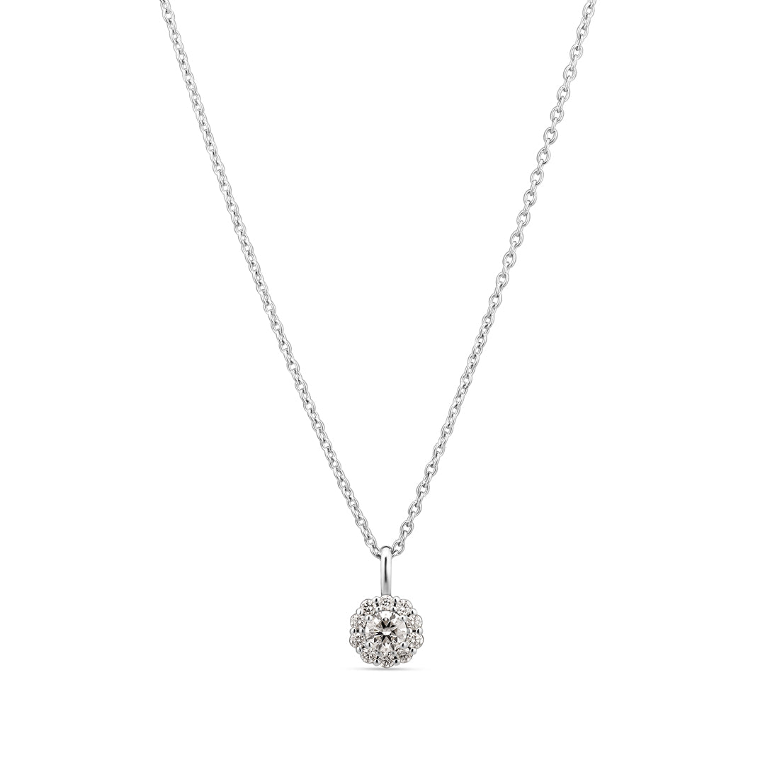 Flower halo vedhæng i hvidguld med 0,22 ct.