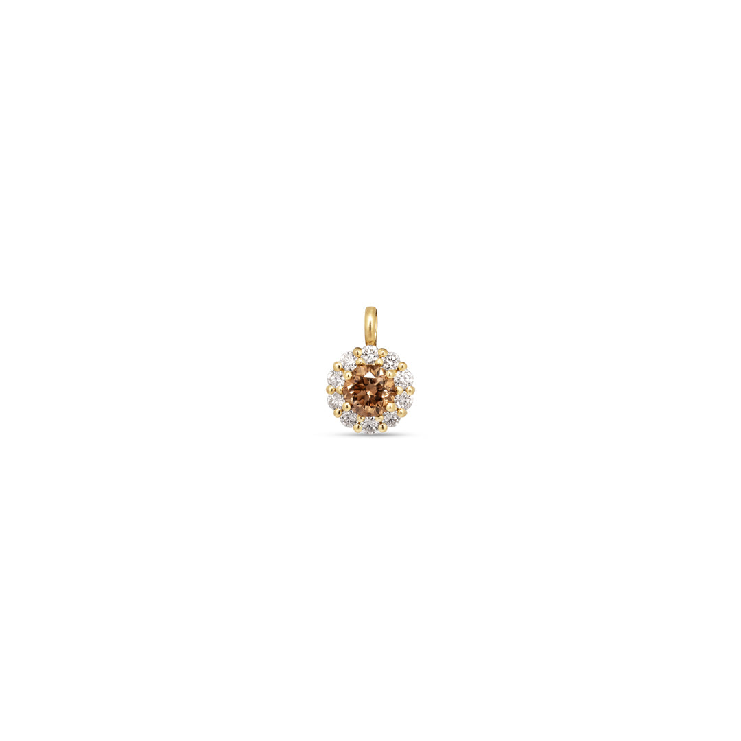 Flower halo vedhæng med 0,42 ct. champagne