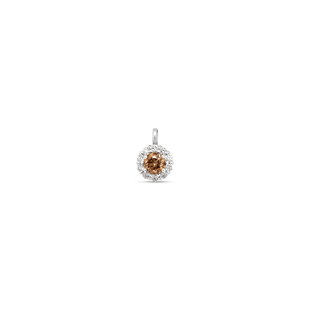 Flower halo vedhæng i hvidguld med 0,42 ct. champagne