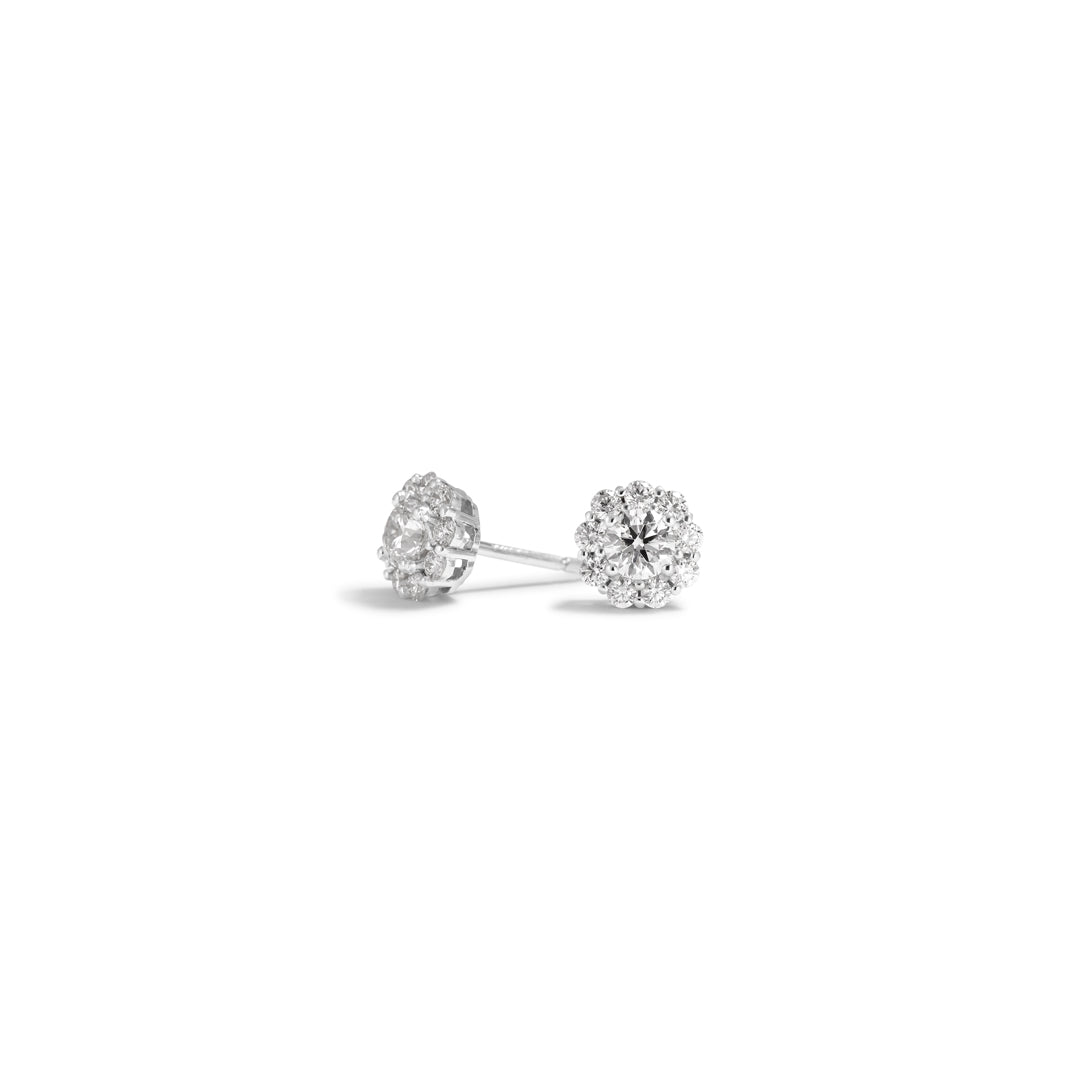 Flower halo ørestikker i hvidguld med 2x 0,20 ct.
