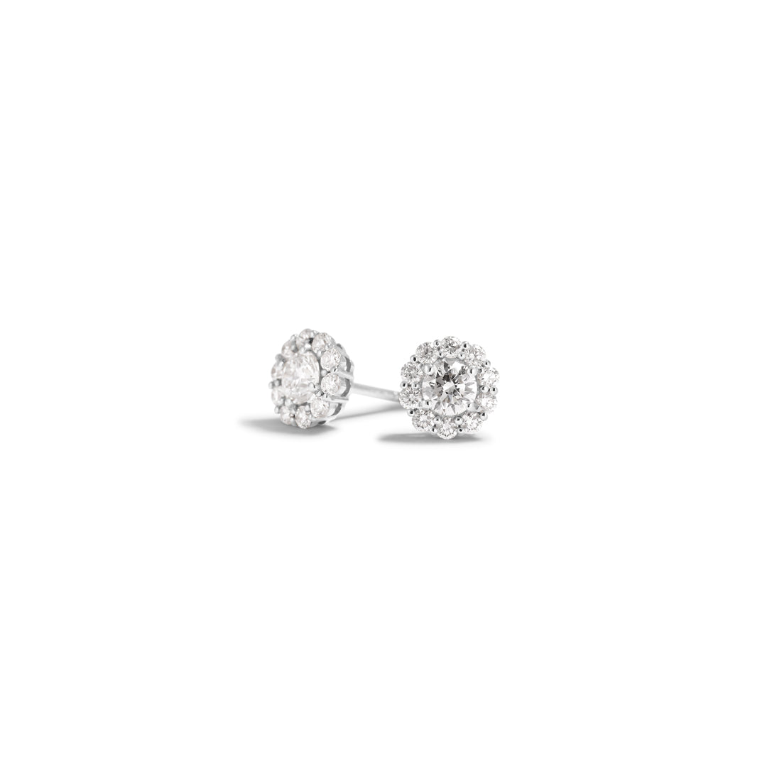 Flower halo ørestikker i hvidguld med 2x 0,25 ct.