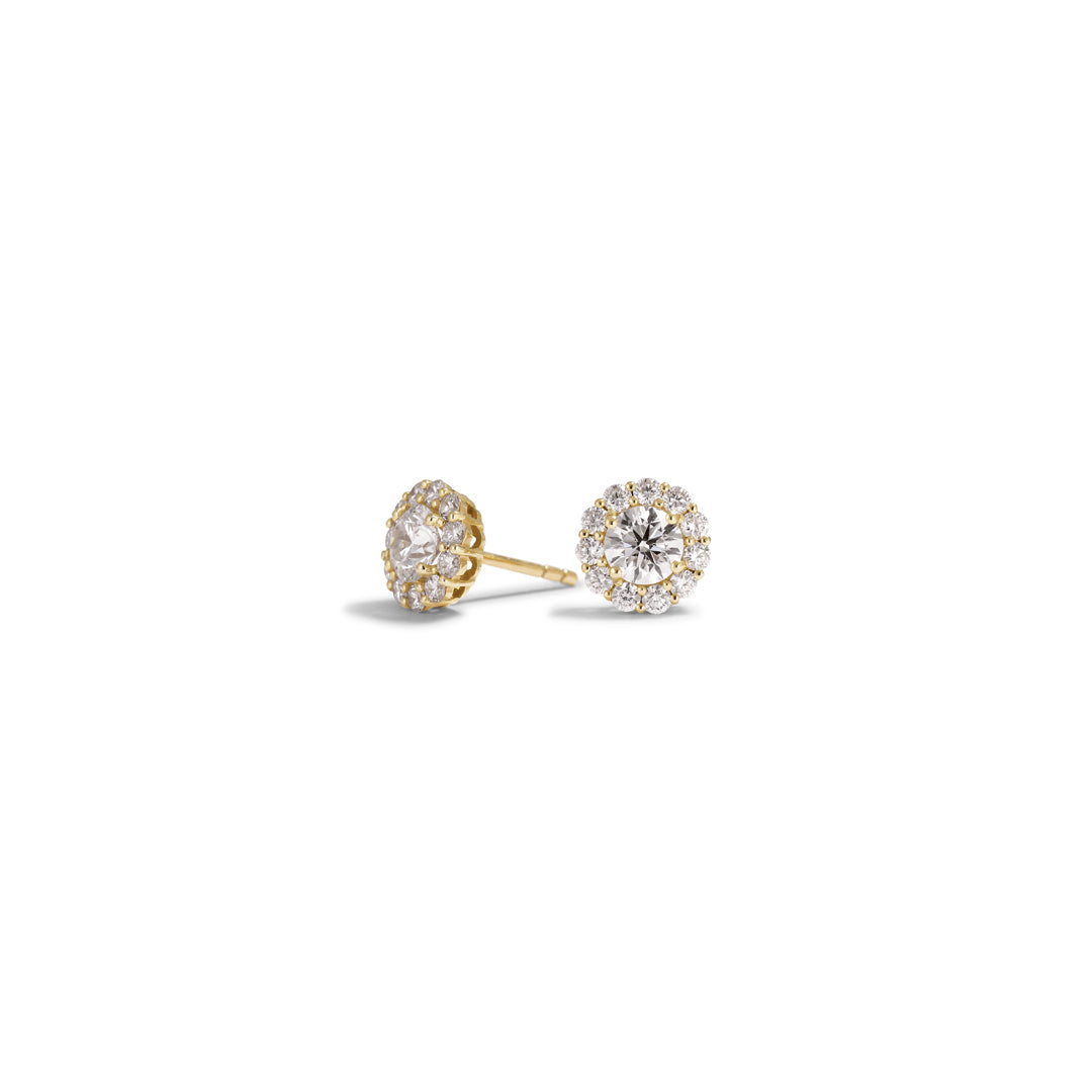 Flower halo ørestikker i hvidguld med 2x 0,40 ct.