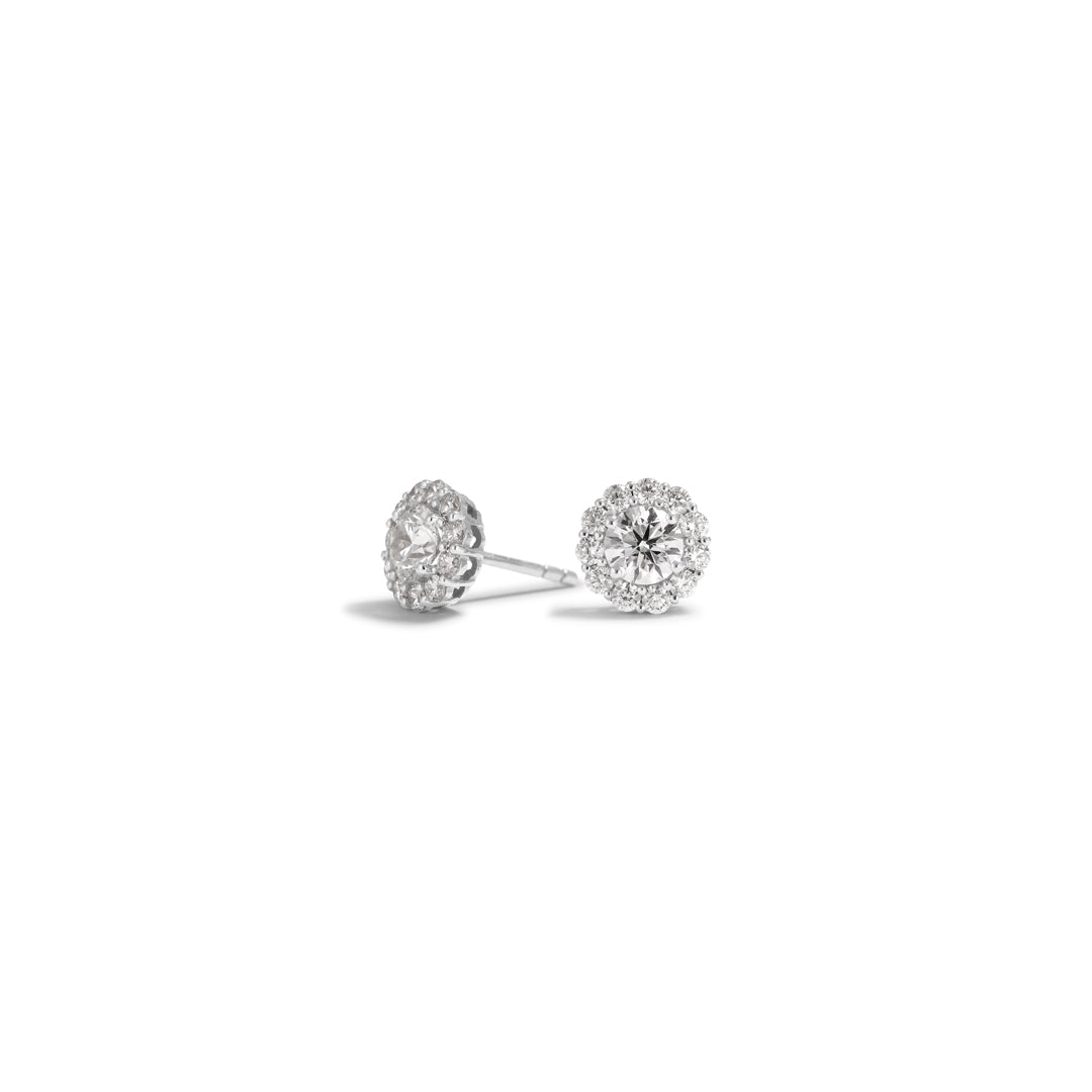 Flower halo ørestikker i hvidguld med 2x 0,40 ct.