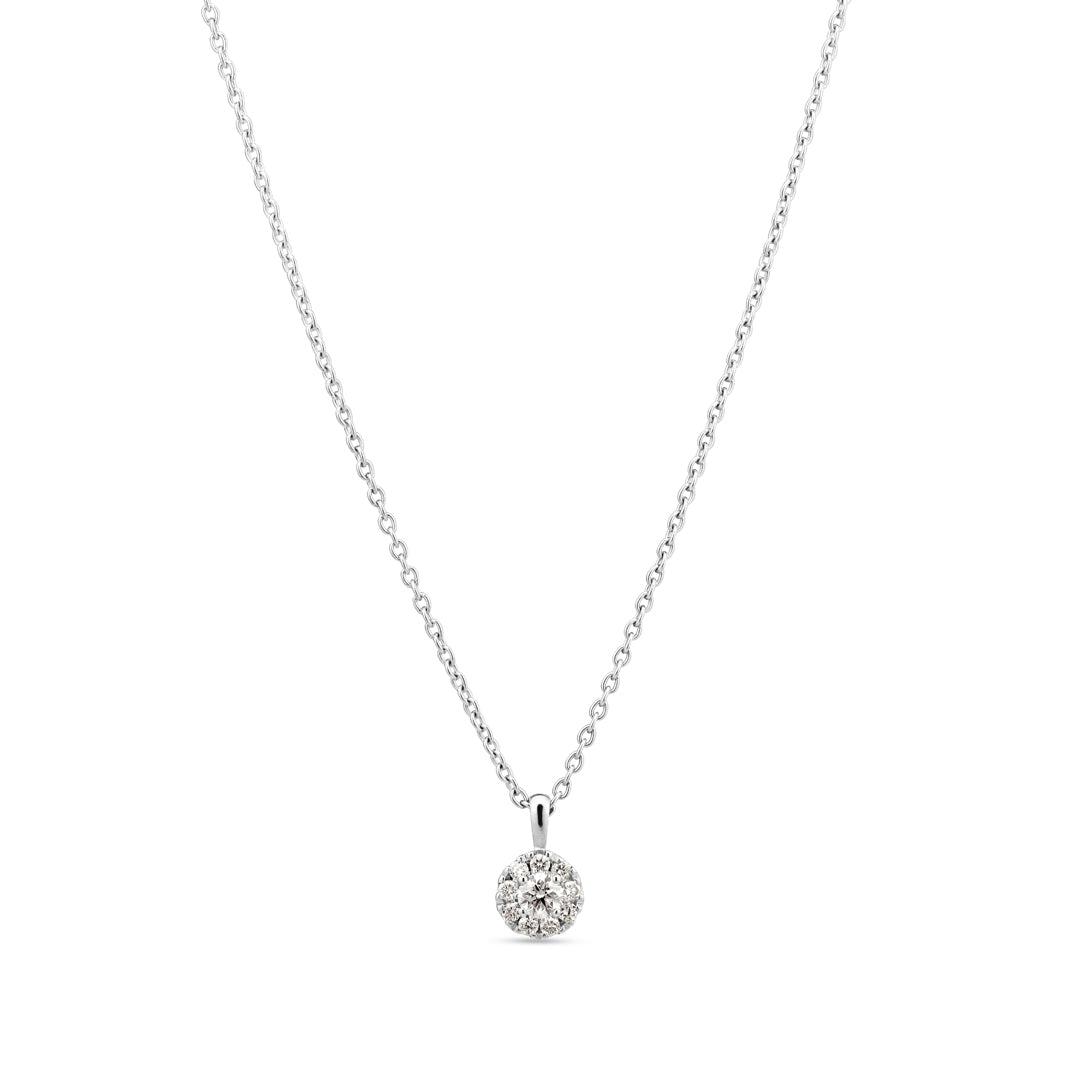 Halo vedhæng i hvidguld med 0,10 ct.