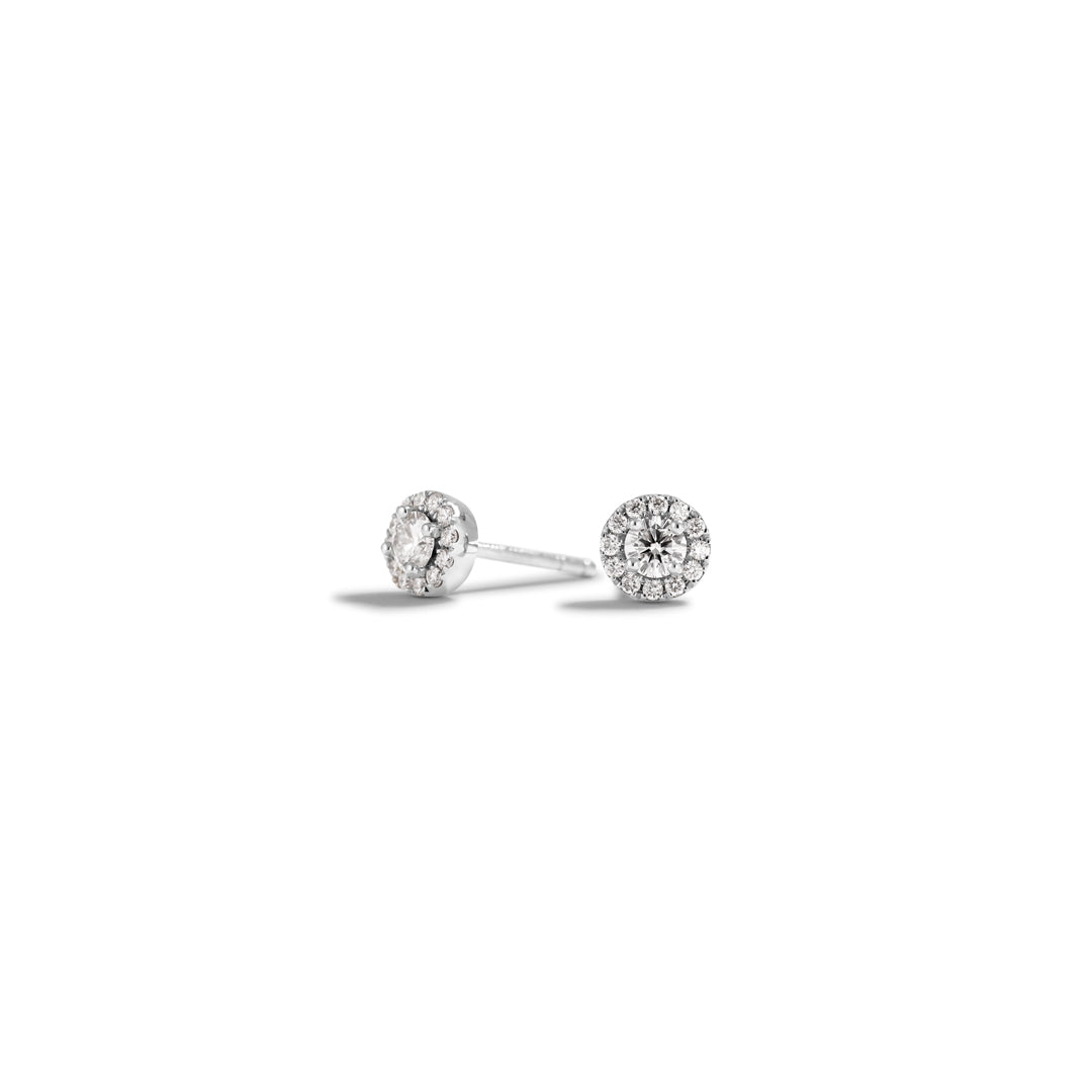 Halo ørestikker i hvidguld med 2x 0,10 ct. - i alt 0,32 ct.