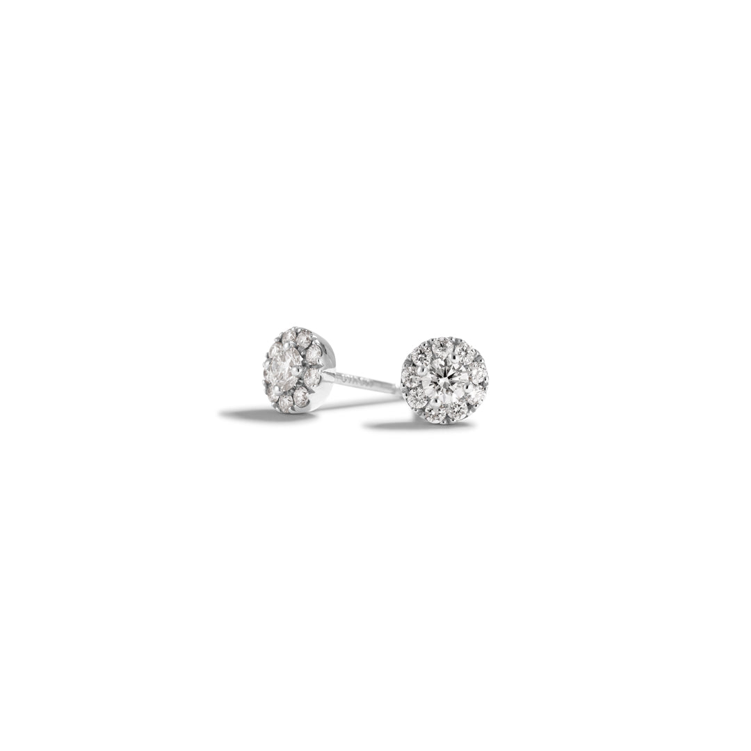 Halo ørestikker i hvidguld med 2x 0,10 ct. - i alt 0,38 ct.