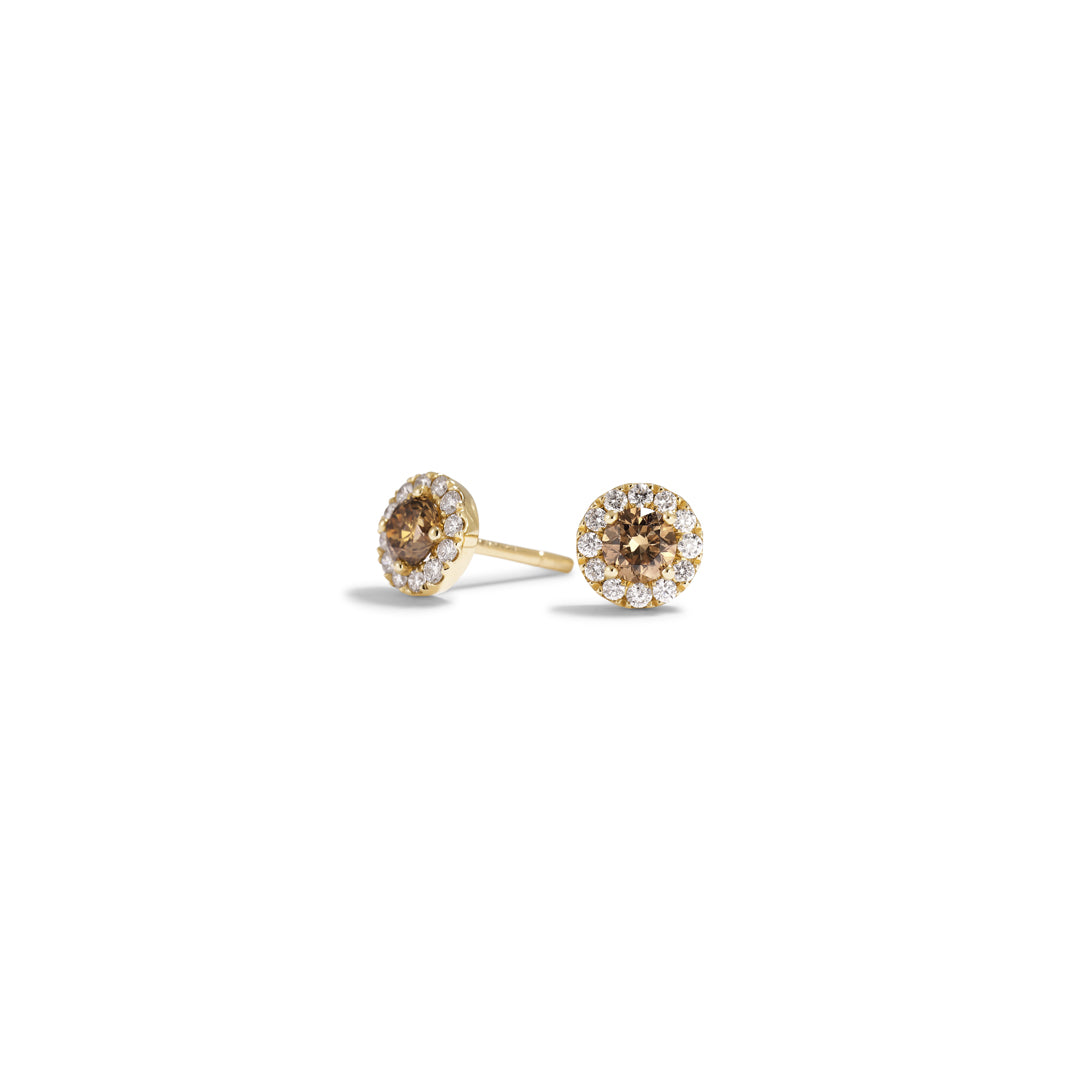 Halo ørestikker med 2x 0,25 ct. champagne