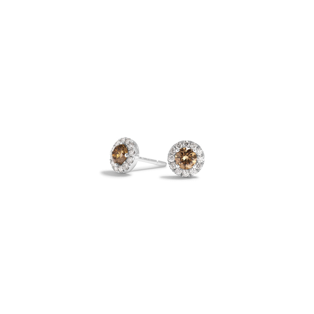 Halo ørestikker i hvidguld med 2x 0,25 ct.